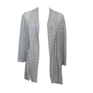 Allison Daley White Croquet Open Front Jacket 3/4 Sleeves